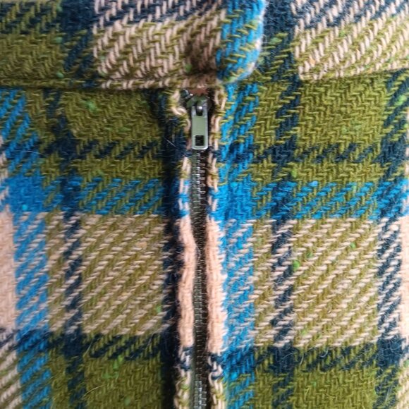 Vintage Women's Skirt 23" 1960's 1of1 Green Blue Tartan Wool Plaid Good Girl Mod - Picture 4 of 9